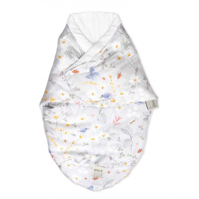 Sistem de infasare bambus, inchidere velcro, baby swaddle, lunca gri + cadou rucsacel