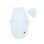 Sistem de infasare si caciulita, MimiNu, Pentru bebe, 0 - 3 luni, Leo, Din bumbac interlock certificat Oeko Tex Standard 100, Soft Blue - 1