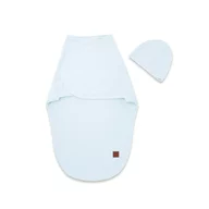 Sistem de infasare si caciulita, MimiNu, Pentru bebe, 0 - 3 luni, Leo, Din bumbac interlock certificat Oeko Tex Standard 100, Soft Blue