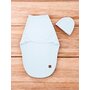 Sistem de infasare si caciulita, MimiNu, Pentru bebe, 0 - 3 luni, Leo, Din bumbac interlock certificat Oeko Tex Standard 100, Soft Blue - 4
