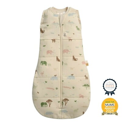 Sistem de infasat si sac de dormit, ErgoPouch, 2 in 1, 6-12 luni, 8-10 kg, TOG 2.5, Bumbac organic, Fermoar bidirectional, Transformabil, Lavabil la masina, Certificat non-toxic, Premiat in Australia, Model savana, Crem