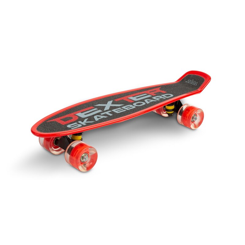 Toyz - skateboard dexter, cu roti luminoase, cu set de protectie, rosu