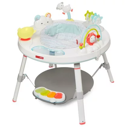 Centru de activitati, Skip Hop, Cu activitati, Cu functie de jumper, masuta interactiva sau masuta de sine statatoare, Rotire 360, Cu sunete si cantece, 4 luni+, Silver Lining Cloud