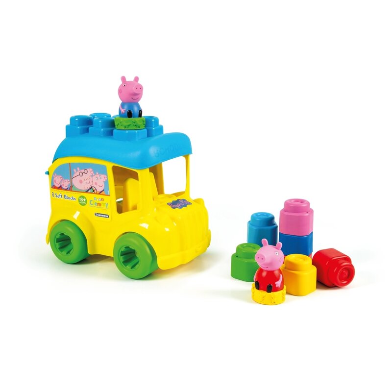 Clementoni - autobuz soft clemmy, peppa cu cuburi