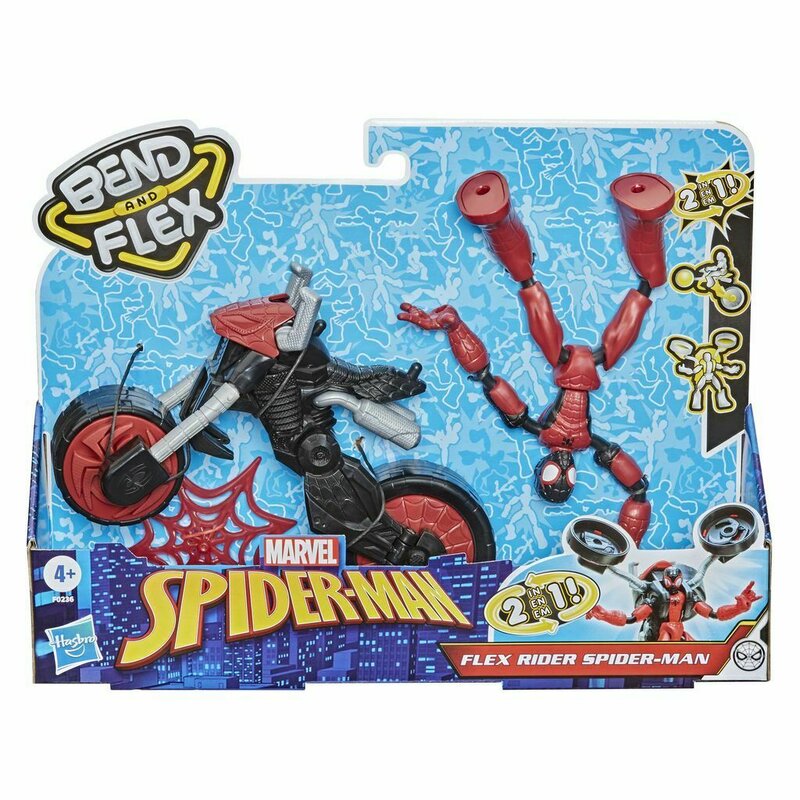 Hasbro - spiderman figurina flexibila cu motocicleta