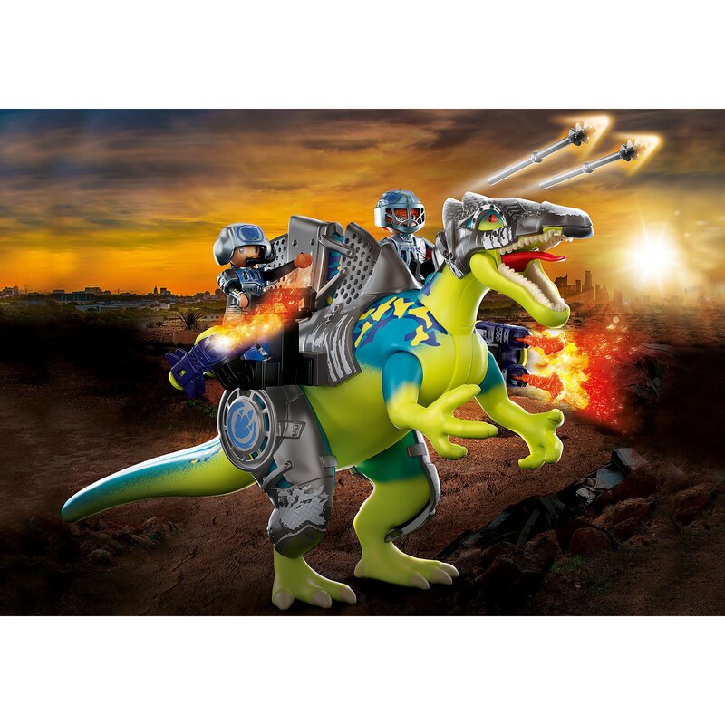 Playmobil - set de constructie spinosaurus - putere dubla de aparare , dino rise