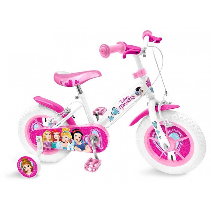 Stamp - bicicleta cu pedale , disney princess, 14 , cu roti ajutatoare, roz