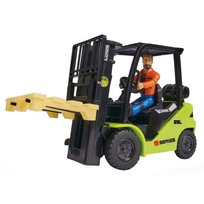 Dickie Toys - Set de joaca Stivuitor Clark S25 Forklift, Cu accesorii, Cu figurina