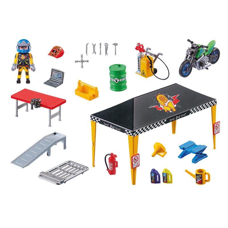 Playmobil - set de constructie cort reparatii auto stunt show