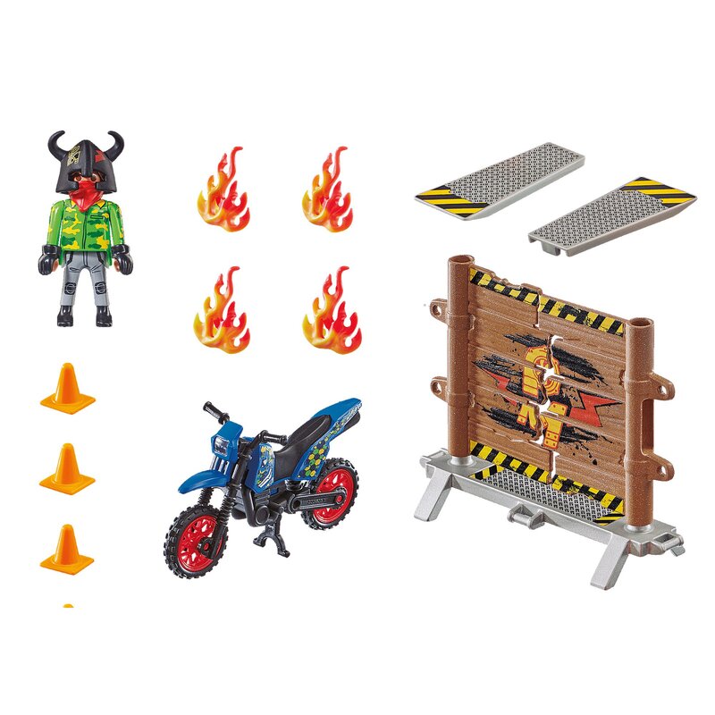 Playmobil - motocicleta cu perete de foc stunt show