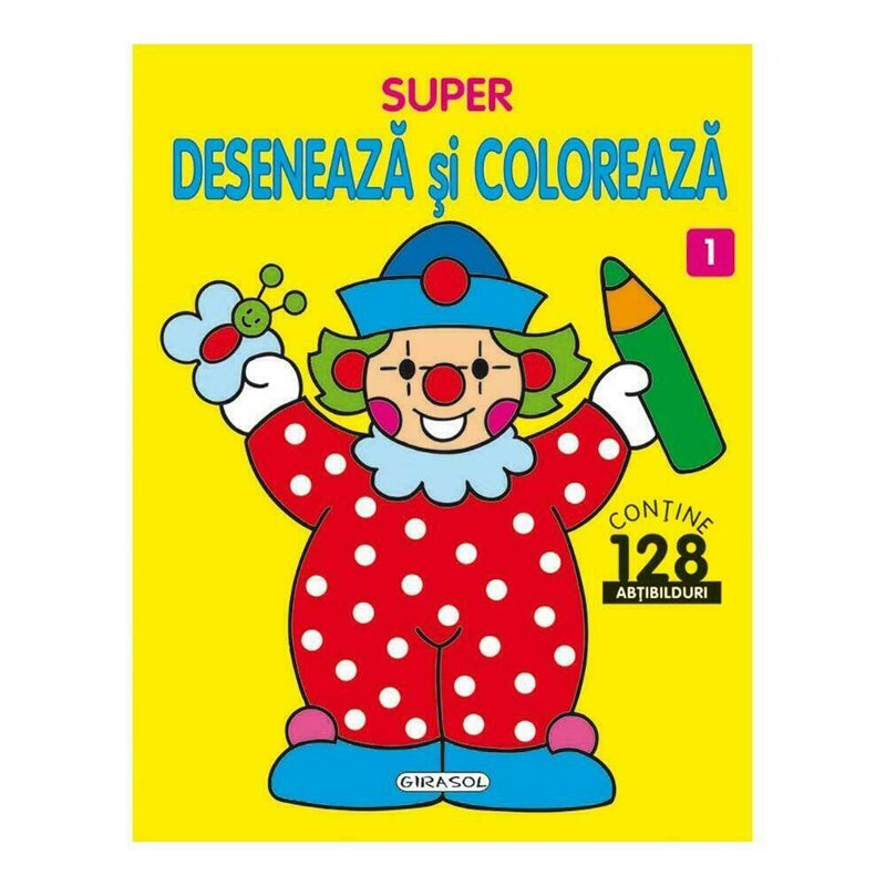 Carte de colorat super deseneaza si coloreaza 1 , cu abtibilduri