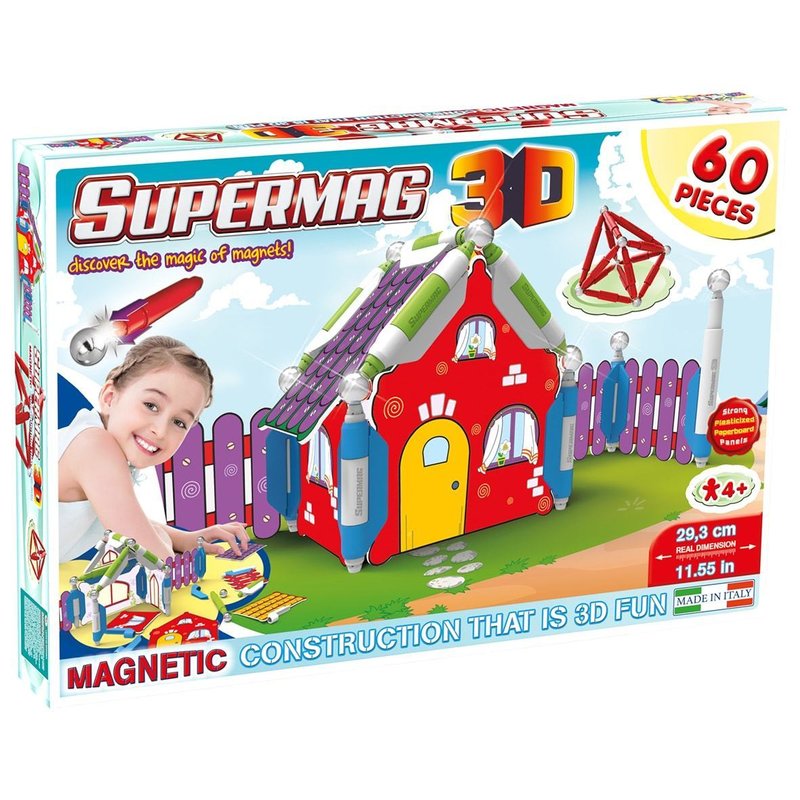 Supermag - jucarie 3d cu magnet, casuta, 60 piese