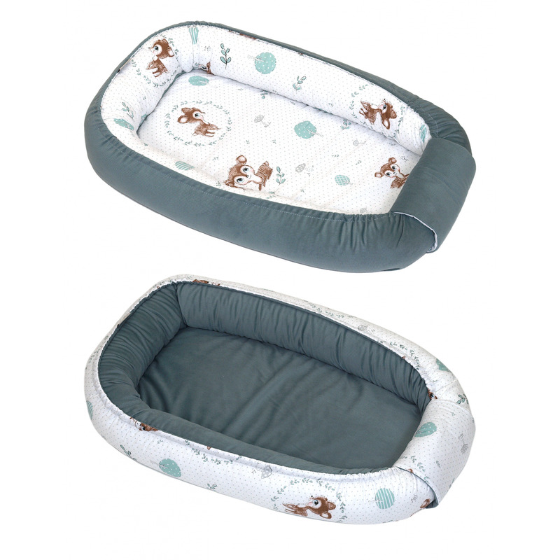 Suport de dormit babynest premium bumbac si catifea caprioara mica by amy, 70x45x15 cm