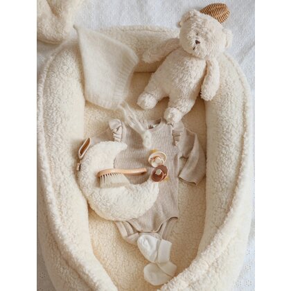 Babyly - Suport de dormit Babynest Premium din tesatura bucle Crem, Teddy by , 80x50 cm
