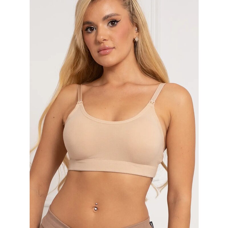 Sutien alaptat, Agnes, Din 95% bumbac si 5% elastan, Masura L, Beige