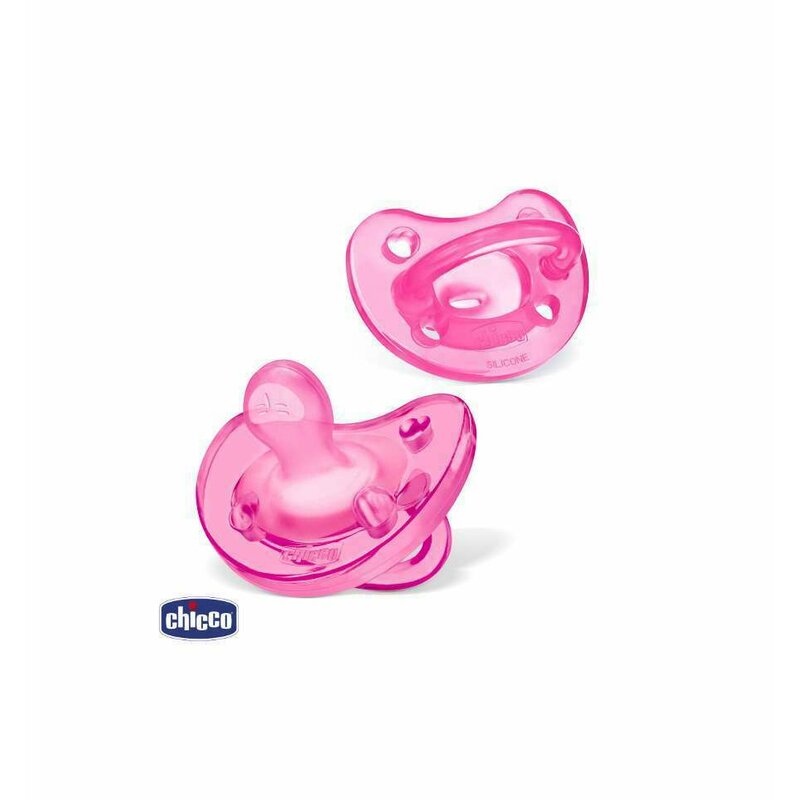 Chicco - suzeta silicon physio monobloc, forma ortodontica, 0-6 luni, roz