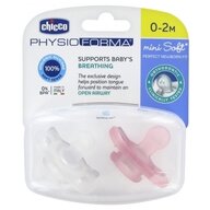 Suzeta din silicon Chicco PhysioForma Mini Soft, 2 bucati, fetita, 0-2luni+