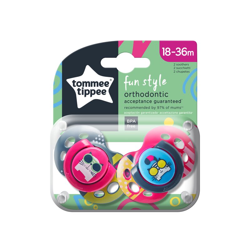 Tommee Tippee - Set suzete Ortodontice de zi Pisicute Fun