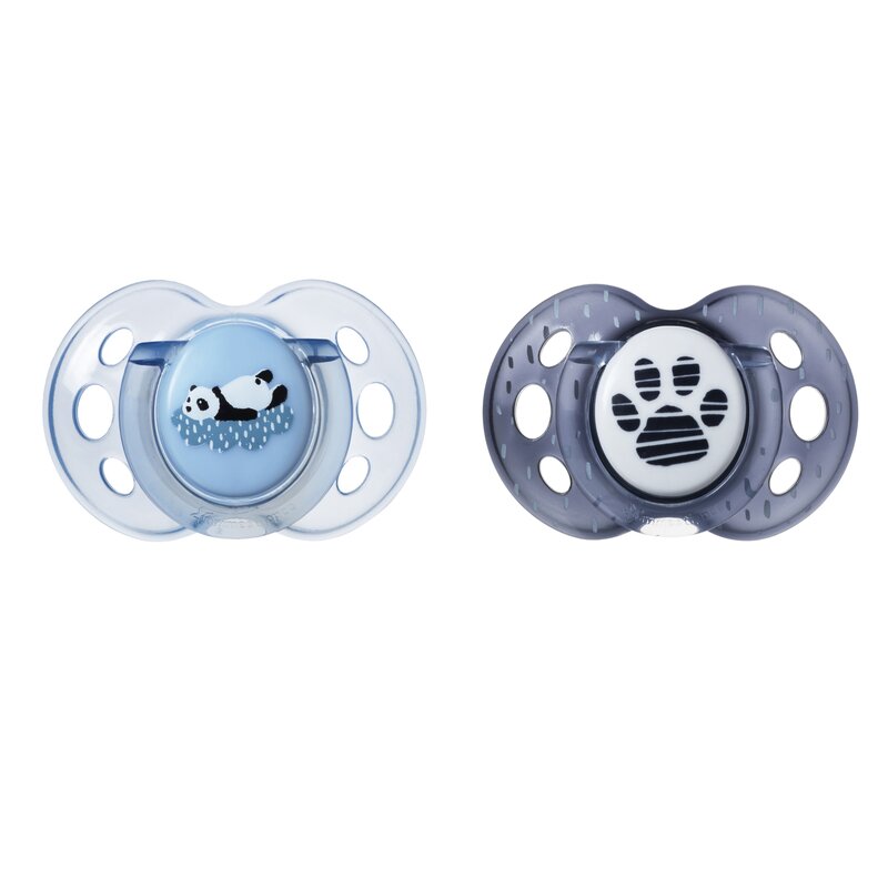 Tommee tippee - set suzete ortodontice , anytime , 2 buc din silicon, albastru/gri