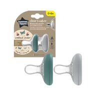 Tommee Tippee - Set suzete Breast like pacifier , Closer to Nature , 0-6 luni, 2 buc din Silicon, Gri/Verde