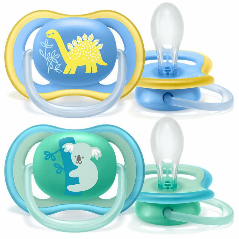 Philips avent - set suzete , ultra air , 2 buc, 18 luni+ din silicon, albastru/verde