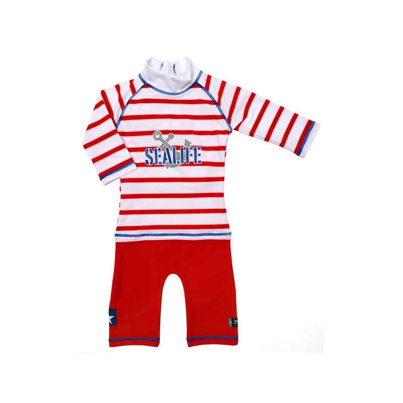 costum de baie bebelusi cu protectie uv Swimpy - Costum de baie SeaLife red marime 98- 104 protectie UV