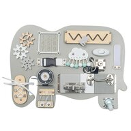 Tablita Montessori cu activitati, Baby Mix, Elefant, Cu 16 activitati, Dezvolta coordonarea ochi-mana, Din lemn, 42x31 cm, 12 luni+, Multicolor