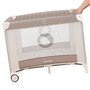 Tarc de joaca copii, Lionelo, Bonnie, Pana la 15 kg, 100 x 100 cm, Pliere compacta, Include geanta de transport, Din plasa, Cu intrare laterala cu fermoar, Cu roti, Cu salteluta din spuma, Conform cu EN12227, Bej - 5