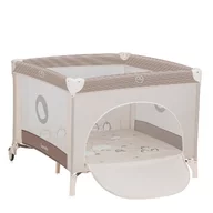Tarc de joaca copii, Lionelo, Bonnie, Pana la 15 kg, 100 x 100 cm, Pliere compacta, Include geanta de transport, Din plasa, Cu intrare laterala cu fermoar, Cu roti, Cu salteluta din spuma, Conform cu EN12227, Bej