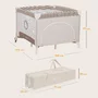Tarc de joaca copii, Lionelo, Bonnie, Pana la 15 kg, 100 x 100 cm, Pliere compacta, Include geanta de transport, Din plasa, Cu intrare laterala cu fermoar, Cu roti, Cu salteluta din spuma, Conform cu EN12227, Bej - 14