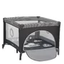 Tarc de joaca copii, Lionelo, Bonnie, Pana la 15 kg, 100 x 100 cm, Pliere compacta, Include geanta de transport, Din plasa, Cu intrare laterala cu fermoar, Cu roti, Cu salteluta din spuma, Conform cu EN12227, Gri inchis - 1