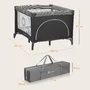 Tarc de joaca copii, Lionelo, Bonnie, Pana la 15 kg, 100 x 100 cm, Pliere compacta, Include geanta de transport, Din plasa, Cu intrare laterala cu fermoar, Cu roti, Cu salteluta din spuma, Conform cu EN12227, Gri inchis - 14
