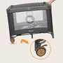 Tarc de joaca copii, Lionelo, Bonnie, Pana la 15 kg, 100 x 100 cm, Pliere compacta, Include geanta de transport, Din plasa, Cu intrare laterala cu fermoar, Cu roti, Cu salteluta din spuma, Conform cu EN12227, Gri inchis - 18