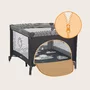 Tarc de joaca copii, Lionelo, Bonnie, Pana la 15 kg, 100 x 100 cm, Pliere compacta, Include geanta de transport, Din plasa, Cu intrare laterala cu fermoar, Cu roti, Cu salteluta din spuma, Conform cu EN12227, Gri inchis - 20