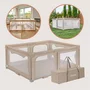 Tarc de joaca copii, Lionelo, Florence Easy Fold, 150 x 180 x 75 cm, Pliere, depliere automata, Include geanta de transport, Din plasa, Cu doua intrari laterale, 0-48 luni, Conform cu EN12227, Bej - 15