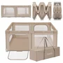 Tarc de joaca copii, Lionelo, Florence Easy Fold, 150 x 180 x 75 cm, Pliere, depliere automata, Include geanta de transport, Din plasa, Cu doua intrari laterale, 0-48 luni, Conform cu EN12227, Bej - 3