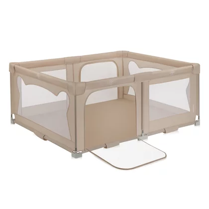 Tarc de joaca copii, Lionelo, Florence Easy Fold, 150 x 180 x 75 cm, Pliere, depliere automata, Include geanta de transport, Din plasa, Cu doua intrari laterale, 0-48 luni, Conform cu EN12227, Bej