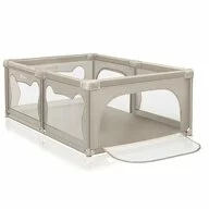 Tarc de joaca copii, Lionelo, Willow, 127 x 187 cm, Pliere compacta, Include geanta de transport, Din plasa, Cu doua intrari laterale si fermoar, Cu ventuze pentru stabilitate, Conform cu EN 12227:2010, Bej