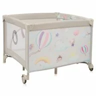 Tarc de joaca, Lionelo, Mille Plus, Pliabil, Include saltea cu densitate T25, 4 jucarii cu velcro, Manere textile, Geanta de transport, Cu roti si inchidere laterala, Pereti din plasa pentru vizibilitate si aerisire, 100 x 100 x 77 cm, Bej