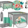 Tarc de joaca, Lionelo, Mille Plus, Pliabil, Include saltea cu densitate T25, 4 jucarii cu velcro, Manere textile, Geanta de transport, Cu roti si inchidere laterala, Pereti din plasa pentru vizibilitate si aerisire, 100 x 100 x 77 cm, Verde - 5