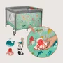 Tarc de joaca, Lionelo, Mille Plus, Pliabil, Include saltea cu densitate T25, 4 jucarii cu velcro, Manere textile, Geanta de transport, Cu roti si inchidere laterala, Pereti din plasa pentru vizibilitate si aerisire, 100 x 100 x 77 cm, Verde - 19