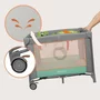 Tarc de joaca, Lionelo, Mille Plus, Pliabil, Include saltea cu densitate T25, 4 jucarii cu velcro, Manere textile, Geanta de transport, Cu roti si inchidere laterala, Pereti din plasa pentru vizibilitate si aerisire, 100 x 100 x 77 cm, Verde - 27