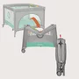 Tarc de joaca, Lionelo, Mille Plus, Pliabil, Include saltea cu densitate T25, 4 jucarii cu velcro, Manere textile, Geanta de transport, Cu roti si inchidere laterala, Pereti din plasa pentru vizibilitate si aerisire, 100 x 100 x 77 cm, Verde - 28