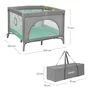 Tarc de joaca, Lionelo, Mille Plus, Pliabil, Include saltea cu densitate T25, 4 jucarii cu velcro, Manere textile, Geanta de transport, Cu roti si inchidere laterala, Pereti din plasa pentru vizibilitate si aerisire, 100 x 100 x 77 cm, Verde - 31