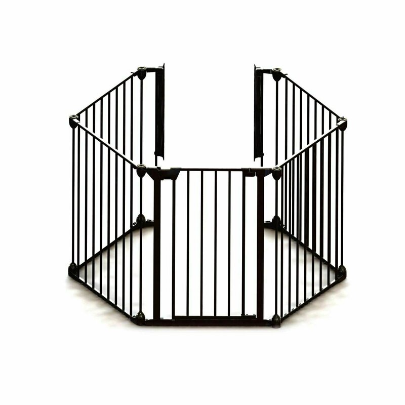 Noma - tarc de siguranta modular, cu 5 panouri din metal, 315x73 cm, negru