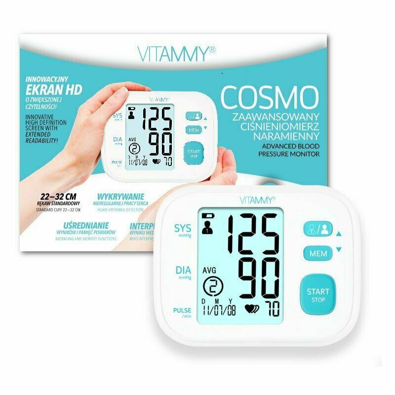 Vitammy - tensiometru electronic de brat cosmo, detectare aritmie, memorare 2 utilizatori, manseta...