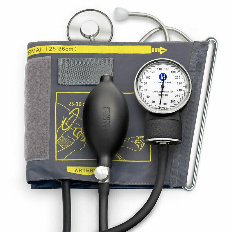 Little doctor - tensiometru mecanic ld 71a, profesional, stetoscop atasat, manometru din metal