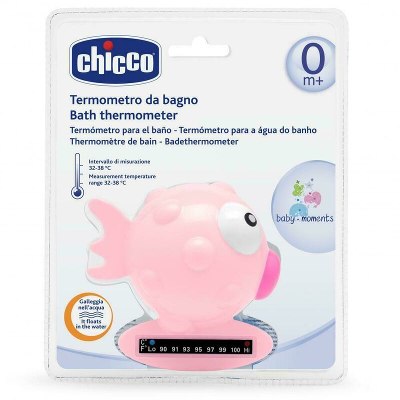 Chicco - termometru de baie , forma de peste, pink, 0luni+