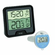 Tfa - Termometru si higrometru digital de camera cu senzor wireless pentru piscina MARBELLA, negru,  30.3066.01