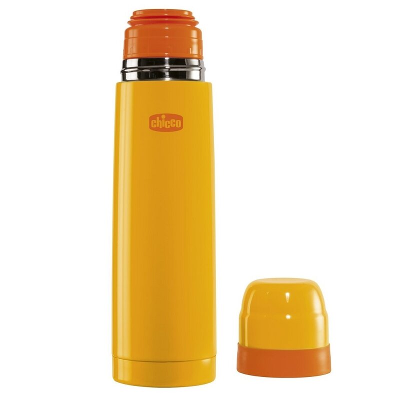Termos lichide, Chicco, Din otel inoxidabil, Cu mentinere de temperatura de pana la 5 ore, 500 ml, Portocaliu, Resigilat
